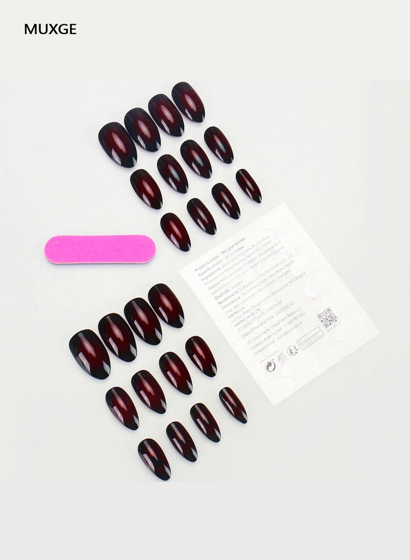 MUXGE Burgundy Spiderweb Nail Sticker Set - 24 Pieces - Image 3