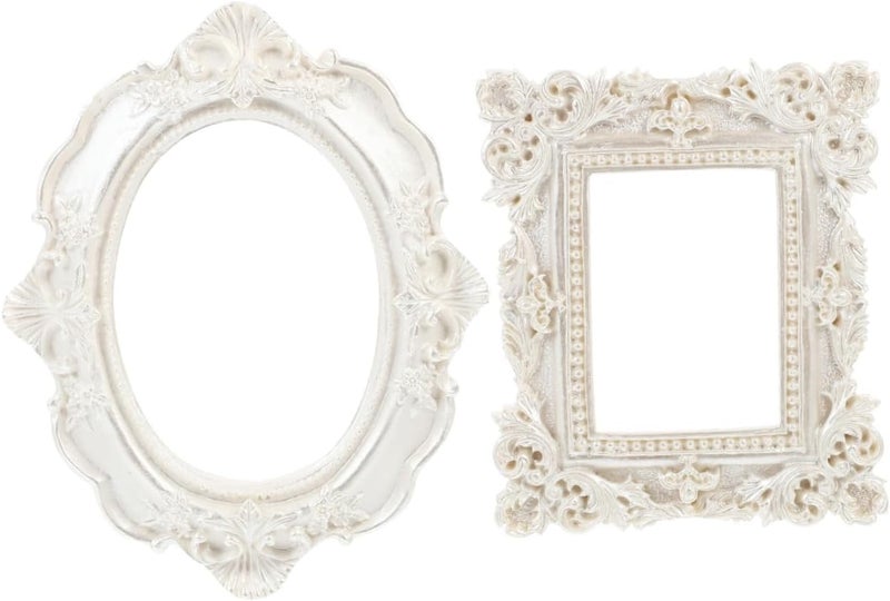 DOITOOL 2pcs Photo Frame Jeweled Frame Frames Multiple Video Holders Engagement Frame Picture Home Wall Retro Miniature Holder Photograph Prop Posters Posing Canvas Work Resin White - Image 1