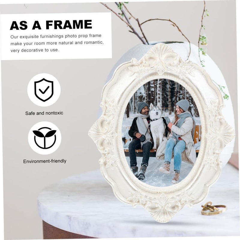 DOITOOL 2pcs Photo Frame Jeweled Frame Frames Multiple Video Holders Engagement Frame Picture Home Wall Retro Miniature Holder Photograph Prop Posters Posing Canvas Work Resin White - Image 4
