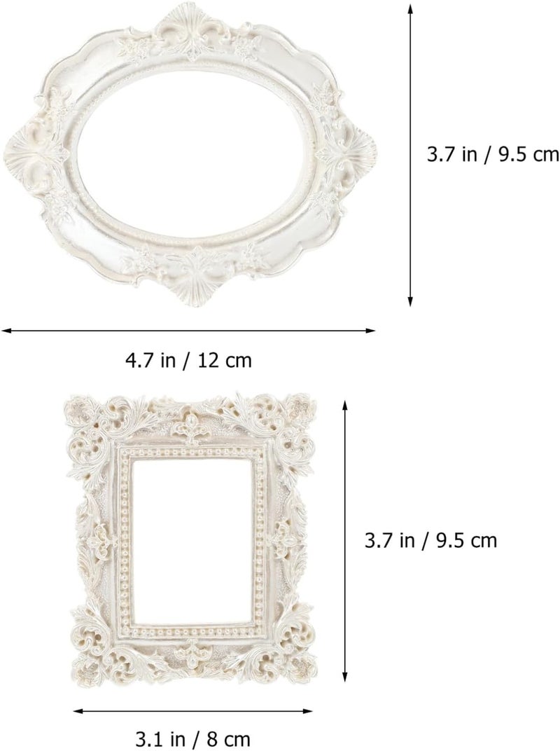 DOITOOL 2pcs Photo Frame Jeweled Frame Frames Multiple Video Holders Engagement Frame Picture Home Wall Retro Miniature Holder Photograph Prop Posters Posing Canvas Work Resin White - Image 2