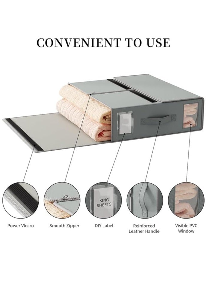 Arabest 1 Pack Bed Sheet Organizer, Foldable Linen Closet Organizers and Storage, Bedsheet Organizers with Window, Bedding Organizer Storage for Sheet, Pillow and Duvet Cover, Grey - Image 5