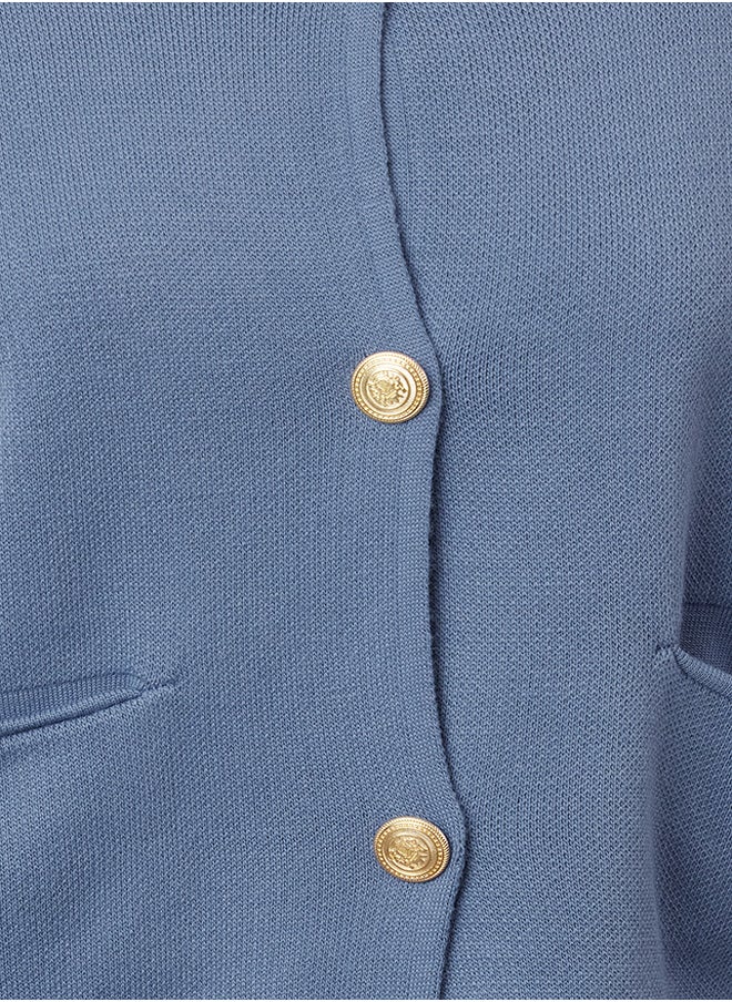 trendyol Blue Crew Neck Knitwear Cardigan TWOAW25HI00066  - Image 3