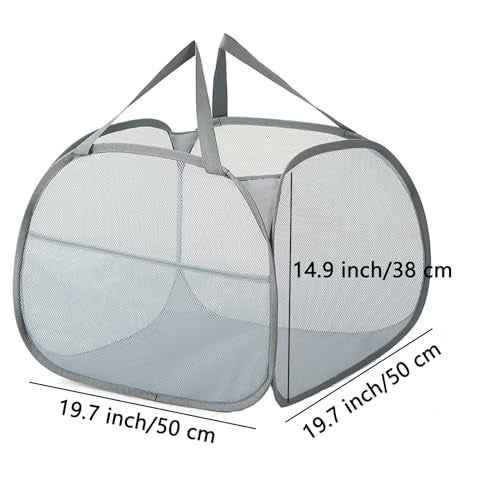 Kimmama Collapsible Mesh Laundry Basket, Foldable Pop Up Laundry Hamper with Side Pocket, Removable Clothes Storage Bin with Handle for Laundry Room, College Drom, Bathroom, Kid Room, Travel, 95L - Image 2