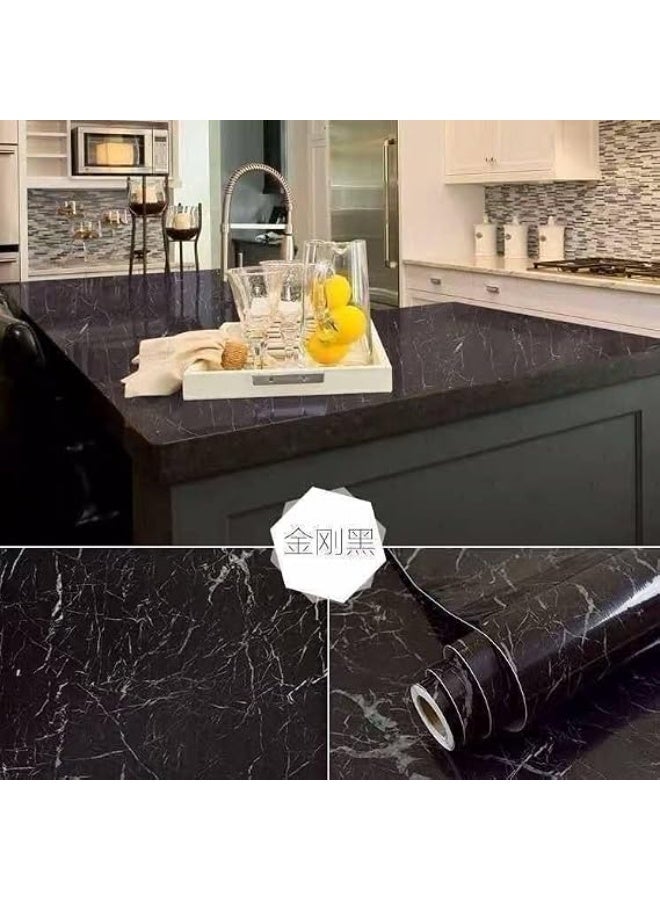 ماركة غير محددة لفة فينيل لاصق بتصميم رخامي 60 سم × 5 متر - ورق مقاوم للماء وذاتي اللصق - لتغطية أسطح المطبخ والأثاث والجدران - مناسب للتجديد المنزلي - يمكن قصه ليناسب مساحة السطح المطلوبة - Image 4