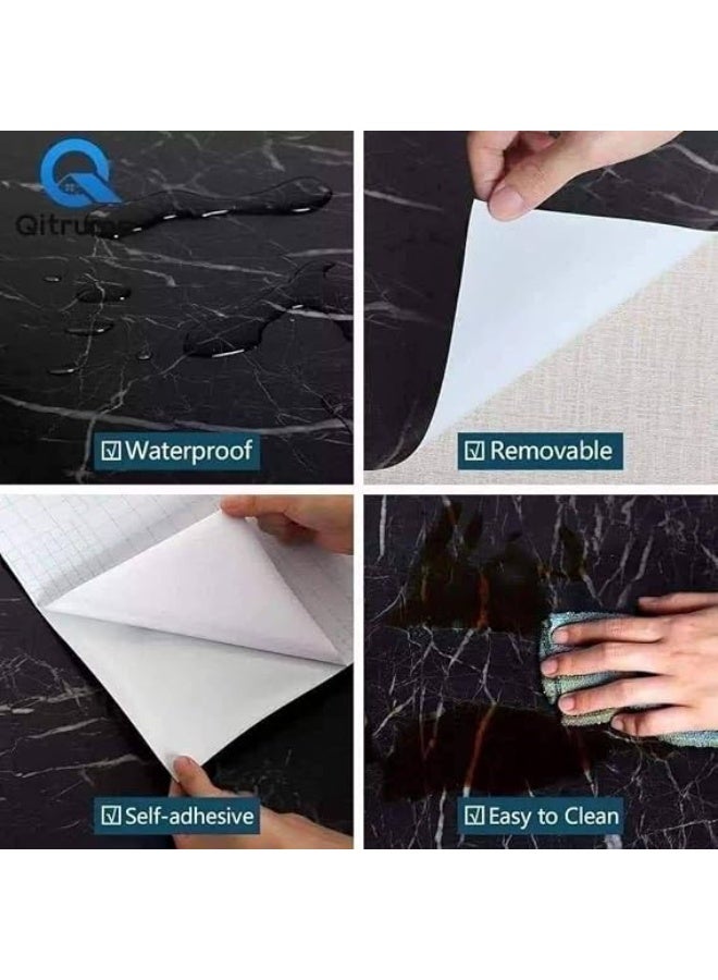 ماركة غير محددة لفة فينيل لاصق بتصميم رخامي 60 سم × 5 متر - ورق مقاوم للماء وذاتي اللصق - لتغطية أسطح المطبخ والأثاث والجدران - مناسب للتجديد المنزلي - يمكن قصه ليناسب مساحة السطح المطلوبة - Image 2