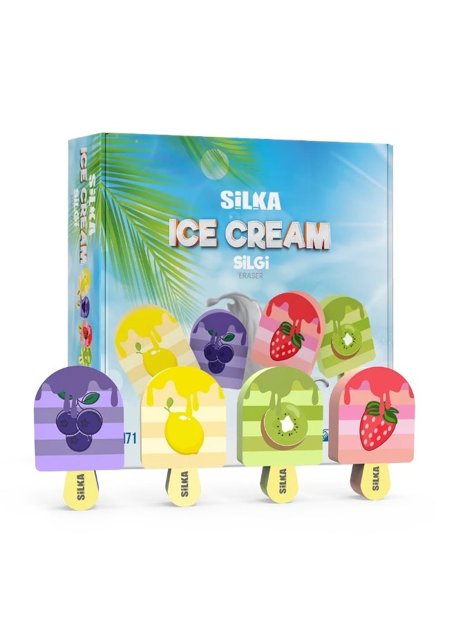 Silka Cute Fruit Ice Cream-Shaped Pencil Eraser Set – 36-Piece Box; Colorful School Stationery Erasers for Kids; PVC-Free and Safe for Daily Use – ART.1042 - Image 1