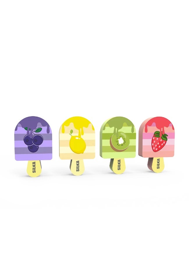 Silka Cute Fruit Ice Cream-Shaped Pencil Eraser Set – 36-Piece Box; Colorful School Stationery Erasers for Kids; PVC-Free and Safe for Daily Use – ART.1042 - Image 2