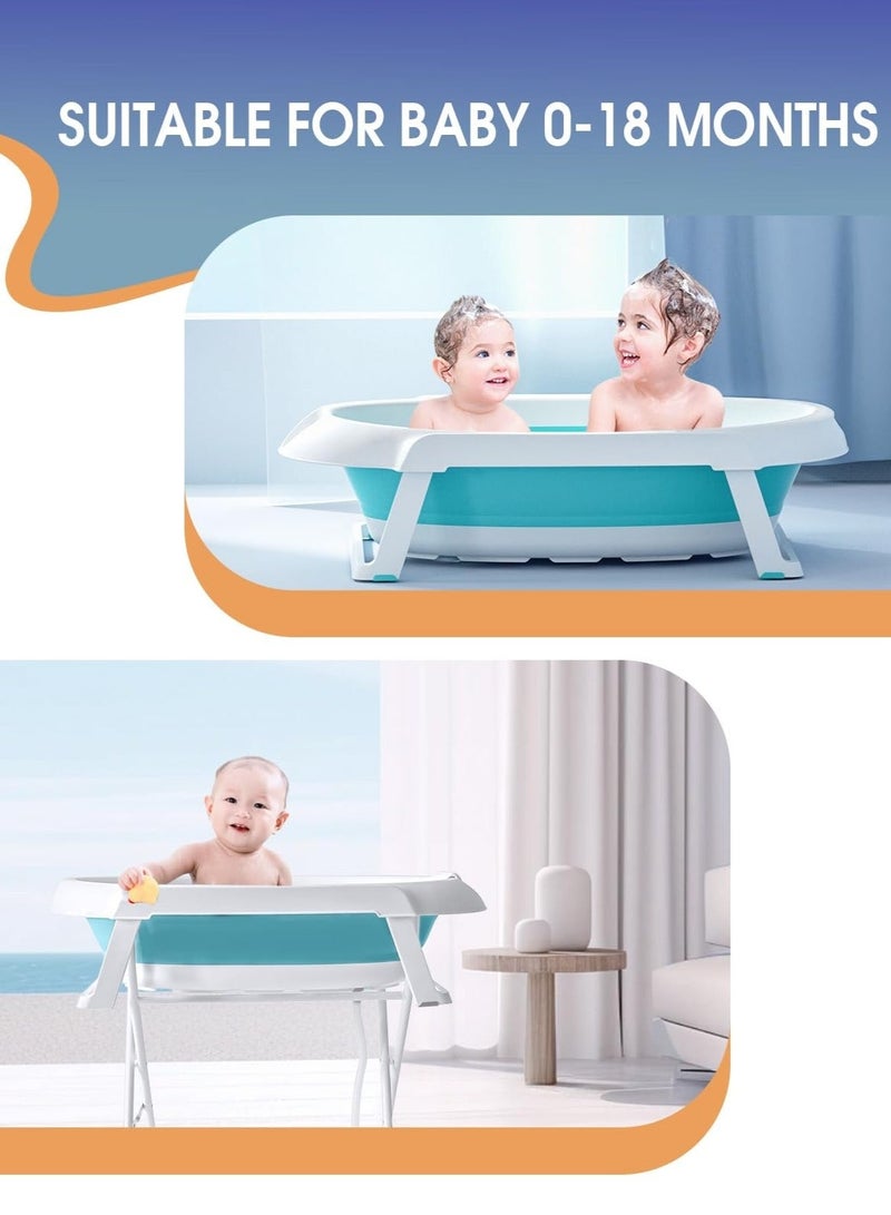 WALALLA Foldable Collapsable Heightened Baby Basin Infant Shower Bathtub With Shelf Storage Rack and Wash Tube Set For Newborn Baby Child 0-6 Year - Image 4
