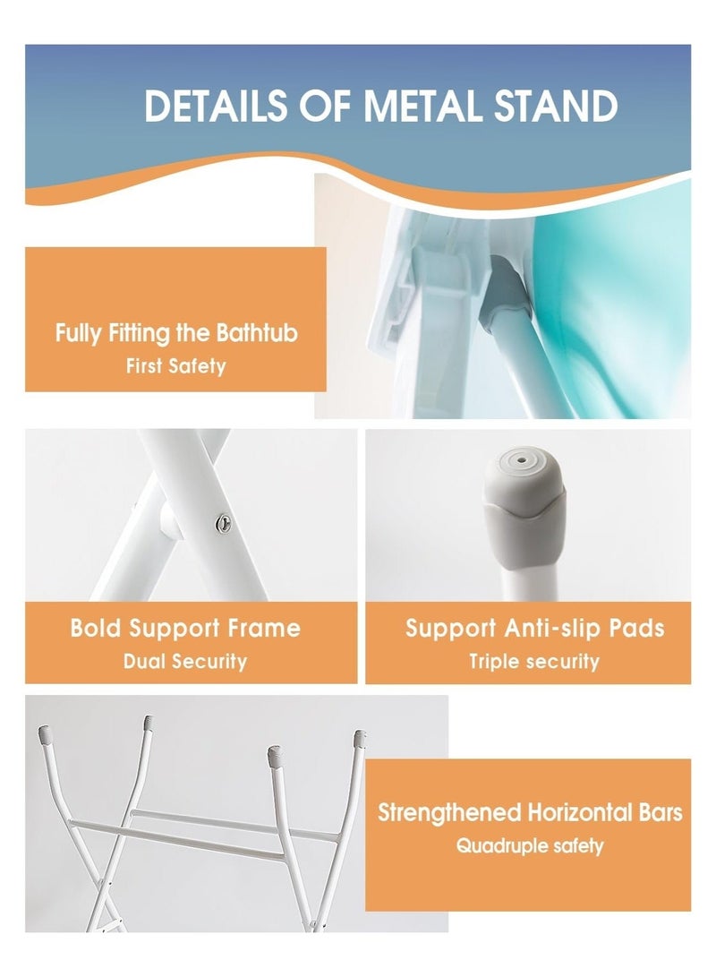 والالا حوض استحمام مرتفع قابل للطي قابل للطي حوض استحمام للأطفال الرضع مع رف تخزين رف ومجموعة أنبوب غسيل للأطفال حديثي الولادة من 0 إلى 6 سنوات - Image 4