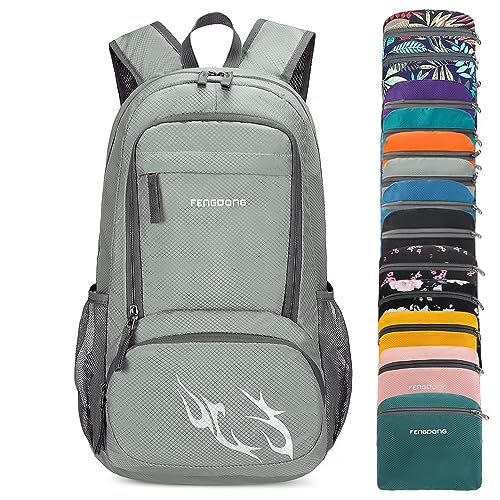 FENGDONG 35L Lightweight Foldable Waterproof Packable Travel Hiking Backpack Daypack for men women Grey - Image 1