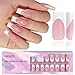 Canvalite French Tip Press on Nails - 300Pcs Pre-Colored Quick and Easy Press on Nails Long Square Fake Nails with Designs DIY Gel Nail Tips, Pink White - Image 2