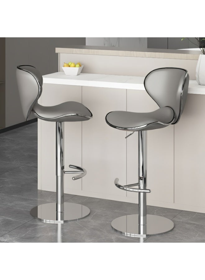 Sharpdo 2-Piece Bar Stool Set, Nappa Leather High Back Bar Stool, Comfortable and Adjustable High Bar Stool, 360° Rotation, Suitable for Home Kitchen Counter Restaurant High Stool - Image 1