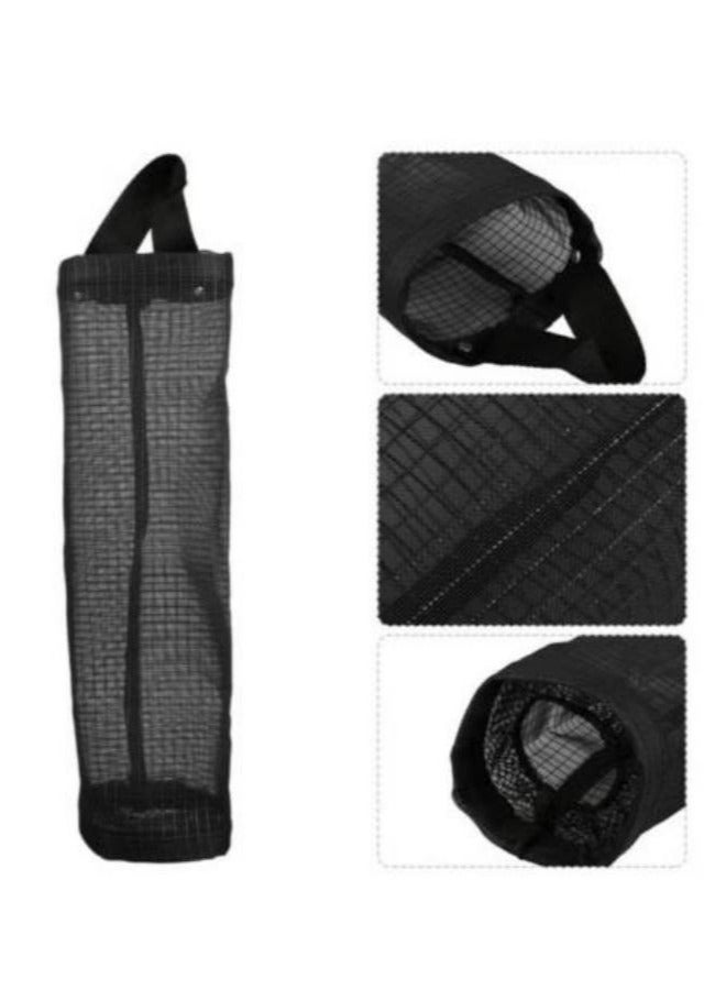 1/2/3 Pcs Hanging Storage Bag Folding Hanging Storage Bag Hanging Folding Net Garbage Bag Sorter Recycling Grocery Storage Containers Household Kitchen Hanging Shopping Bag Black - Image 4