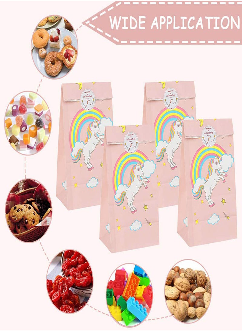 Excefore - Unicorn Paper Bags with Stickers 12Pcs Unicorn Favor Bag Unicorn Theme Party Birthday Party Favor Bag Candy Bag Folding Kraft Paper Bag Gift Treat Bags Candy Bags for Birthday Party Wedding - Image 1