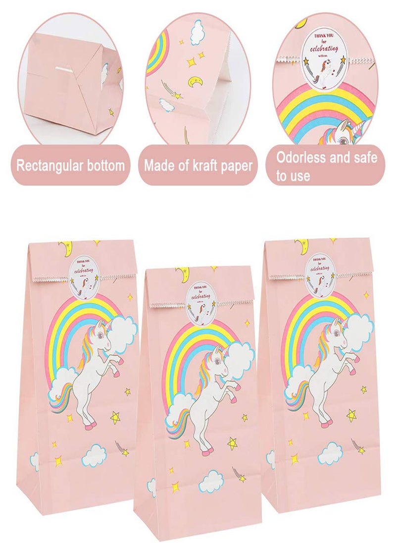 Excefore - Unicorn Paper Bags with Stickers 12Pcs Unicorn Favor Bag Unicorn Theme Party Birthday Party Favor Bag Candy Bag Folding Kraft Paper Bag Gift Treat Bags Candy Bags for Birthday Party Wedding - Image 1