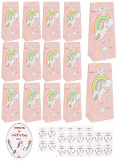Unicorn Paper Bags with Stickers 12Pcs Unicorn Favor Bag Unicorn Theme Party Birthday Party Favor Bag Candy Bag Folding Kraft Paper Bag Gift Treat Bags Candy Bags for Birthday Party Wedding