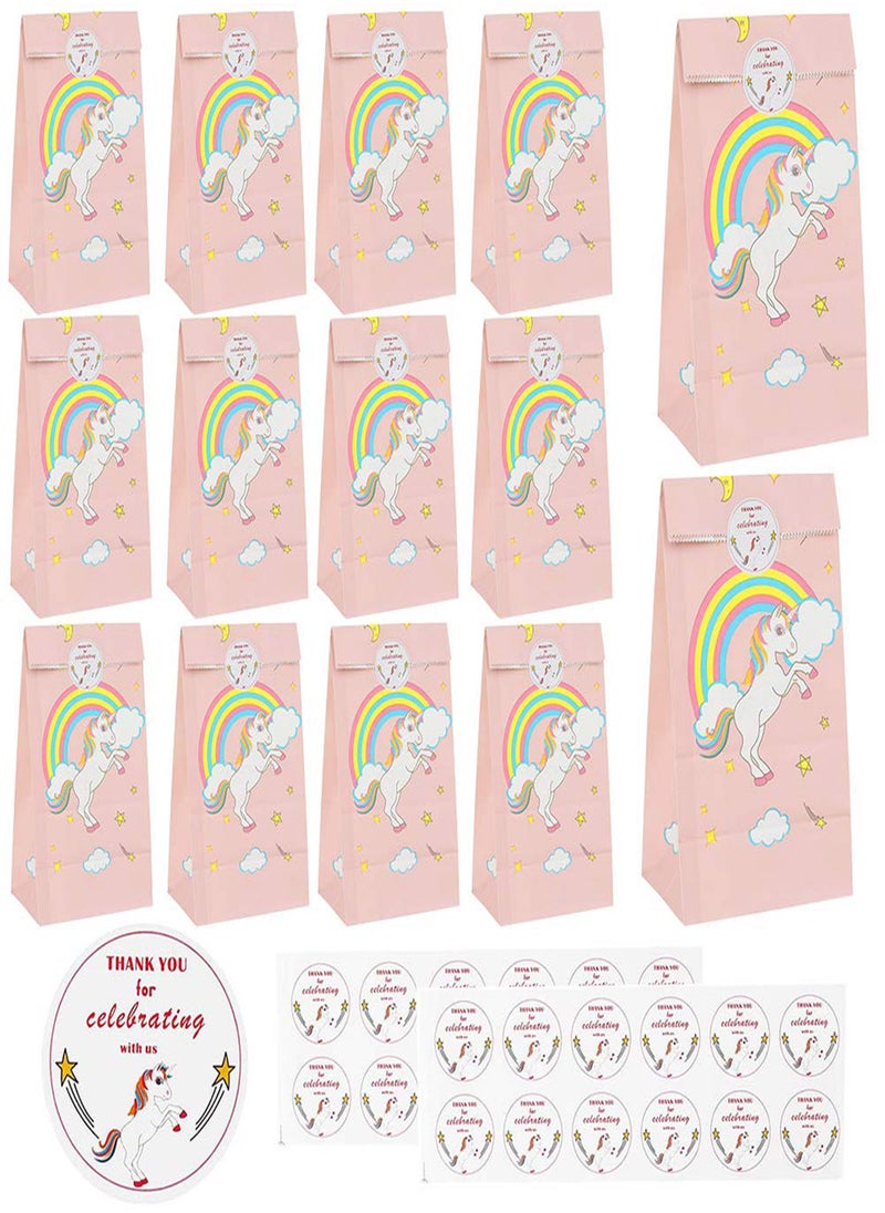 Excefore - Unicorn Paper Bags with Stickers 12Pcs Unicorn Favor Bag Unicorn Theme Party Birthday Party Favor Bag Candy Bag Folding Kraft Paper Bag Gift Treat Bags Candy Bags for Birthday Party Wedding - Image 1