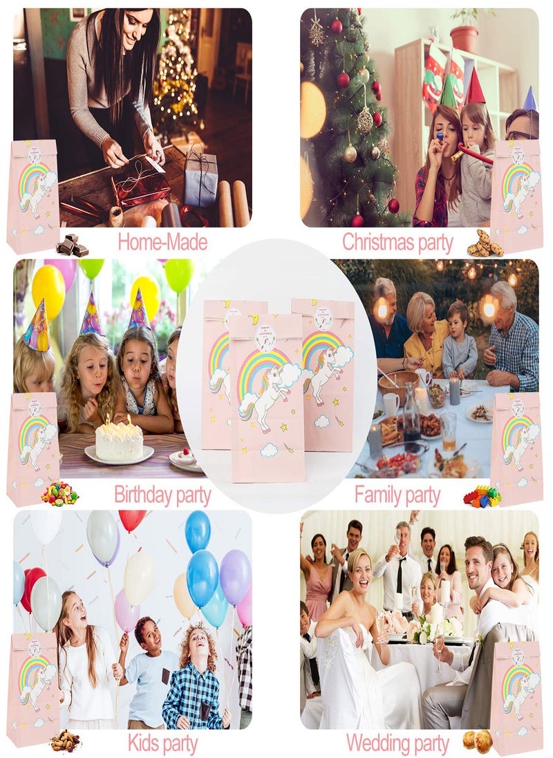 Excefore - Unicorn Paper Bags with Stickers 12Pcs Unicorn Favor Bag Unicorn Theme Party Birthday Party Favor Bag Candy Bag Folding Kraft Paper Bag Gift Treat Bags Candy Bags for Birthday Party Wedding - Image 1