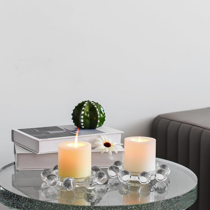 Kitcom Crystal Candle Holders Pack of 2 Pillar Candlestick Decorations for Home Party Dinner Christmas, Suitable for Large Cylindrical Candles, Clear - Image 5
