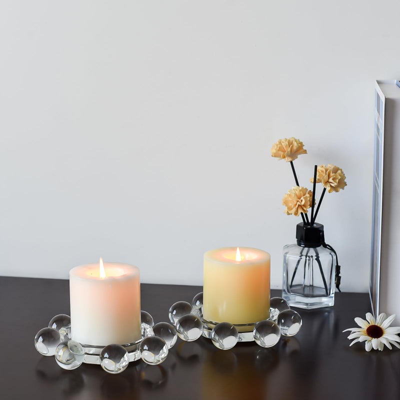 Kitcom Crystal Candle Holders Pack of 2 Pillar Candlestick Decorations for Home Party Dinner Christmas, Suitable for Large Cylindrical Candles, Clear - Image 3