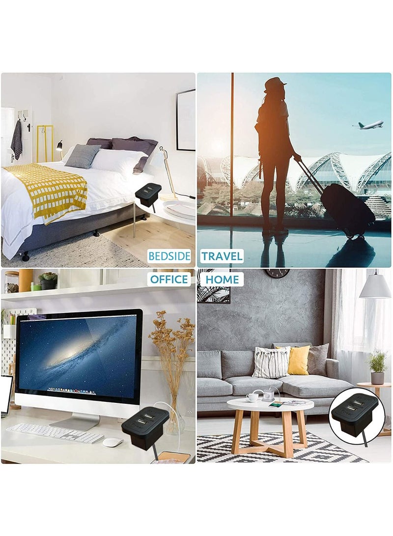 Mahmayi Black BS02-BLK Desktop Socket with USB A/C Port for Office Home and Meeting Room