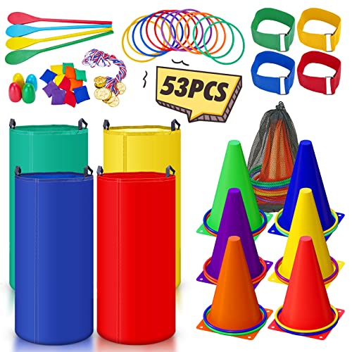 Redllo 53PCS Outdoor Lawn Carnival Games Bean Bags Ring Toss Set Potato Sack Race Bags Egg and Spoon Race Party for Kid Adult FamilyBirthday Party Family Reunion Outside Field Day Easter Games - Image 1