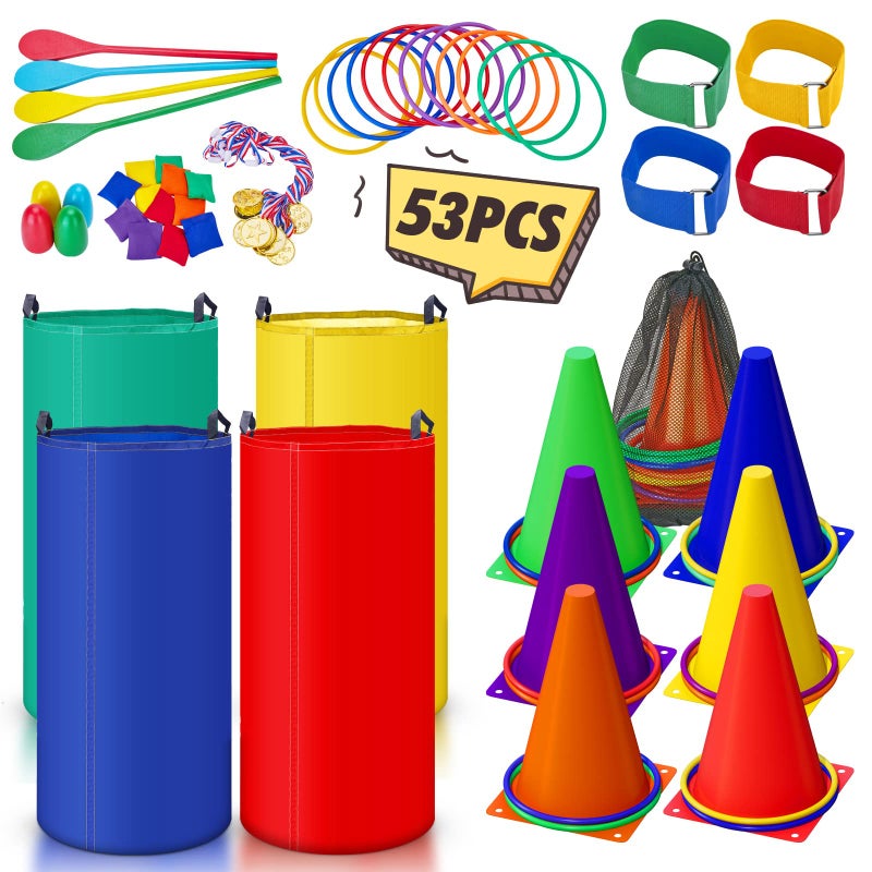 Redllo 53PCS Outdoor Lawn Carnival Games Bean Bags Ring Toss Set Potato Sack Race Bags Egg and Spoon Race Party for Kid Adult FamilyBirthday Party Family Reunion Outside Field Day Easter Games - Image 2