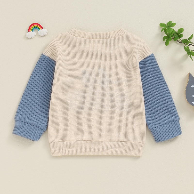 BeQeuewll Fall Toddler Baby Boy Girl Clothes Sister Brother Matching Outfit Letter Print Long Sleeve Sweatshirt Bubble Romper (Bro Sweats-Blue, 3-4T) - Image 3