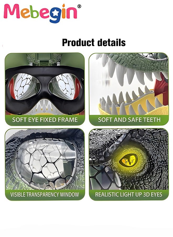 MEBEGIN - Dinosaur Mask with Luminous Eyes, Dinosaur Roar and Muffled Sound, Realistic Animal Mask with Movable Jaw, Fun Creative Parent-child Toy, Suitable for Party, Cosplay Costume and Role-Play Gift, Ideal Gift for Kids Aged 5+, 22*28*22cm - Image 1