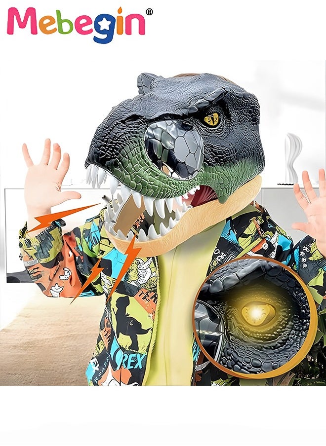 MEBEGIN - Dinosaur Mask with Luminous Eyes, Dinosaur Roar and Muffled Sound, Realistic Animal Mask with Movable Jaw, Fun Creative Parent-child Toy, Suitable for Party, Cosplay Costume and Role-Play Gift, Ideal Gift for Kids Aged 5+, 22*28*22cm - Image 1