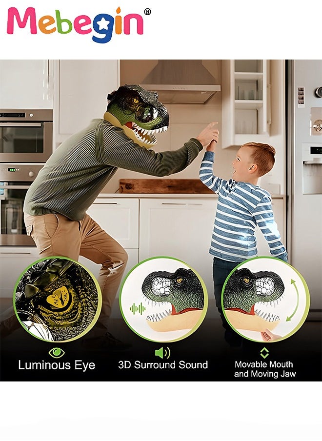 MEBEGIN - Dinosaur Mask with Luminous Eyes, Dinosaur Roar and Muffled Sound, Realistic Animal Mask with Movable Jaw, Fun Creative Parent-child Toy, Suitable for Party, Cosplay Costume and Role-Play Gift, Ideal Gift for Kids Aged 5+, 22*28*22cm - Image 1