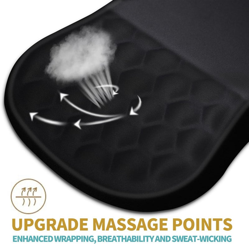 Ergonomic Mouse Pad Wrist Support With Massage Design, Wrist Rest Pain Relief Mousepad With Memory Foam&Non-Slip Pu Base, Mouse Pads For Wireless Mouse & Desk (12X8 Inch,Black) - Image 2