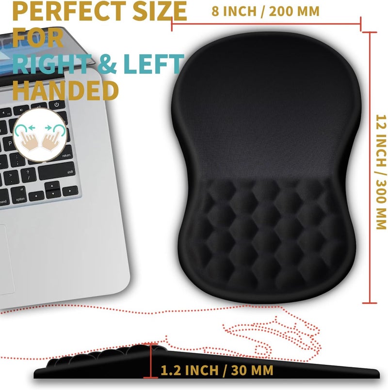 Ergonomic Mouse Pad Wrist Support With Massage Design, Wrist Rest Pain Relief Mousepad With Memory Foam&Non-Slip Pu Base, Mouse Pads For Wireless Mouse & Desk (12X8 Inch,Black) - Image 4