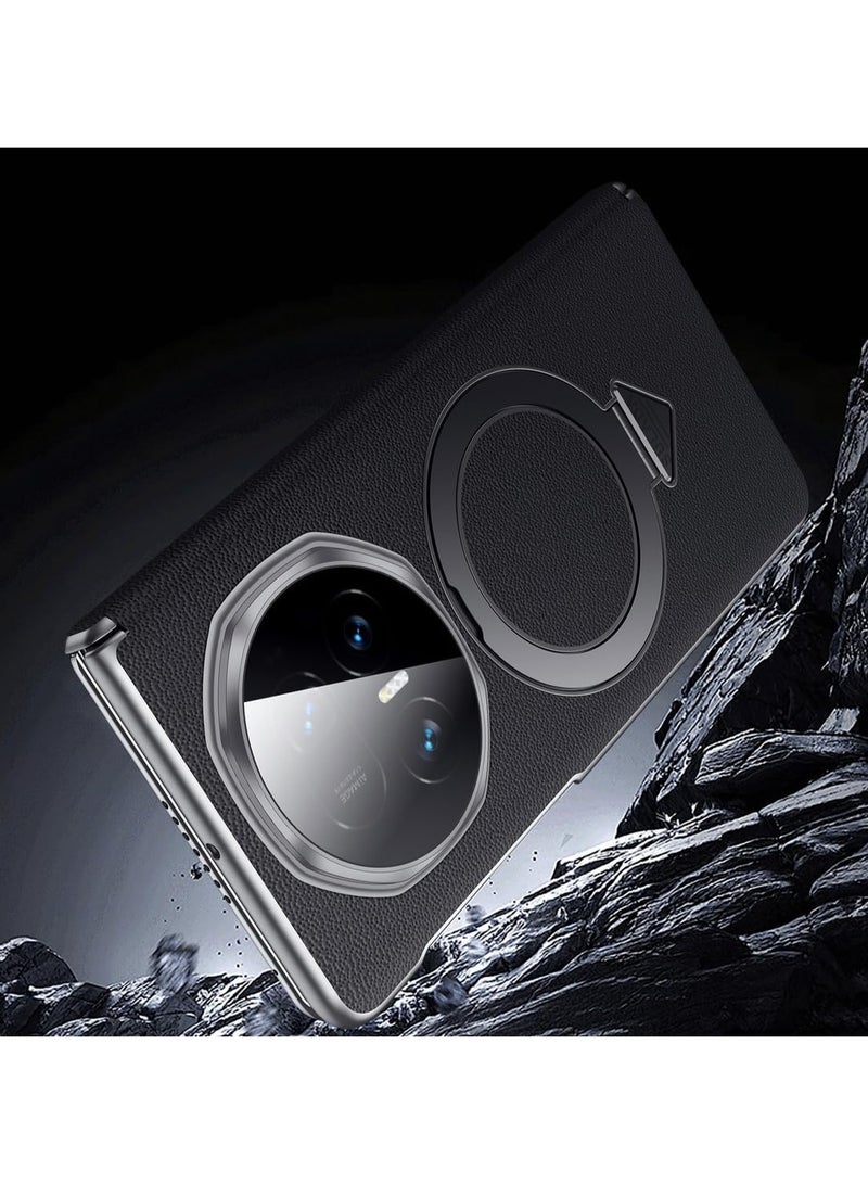 general Magnetic Case for Honor Magic V5 5G Premium Leather Case with Kickstand Comfortable Touch Hinge Protection Shockproof Back Cover Support Wireless Charging - Image 4