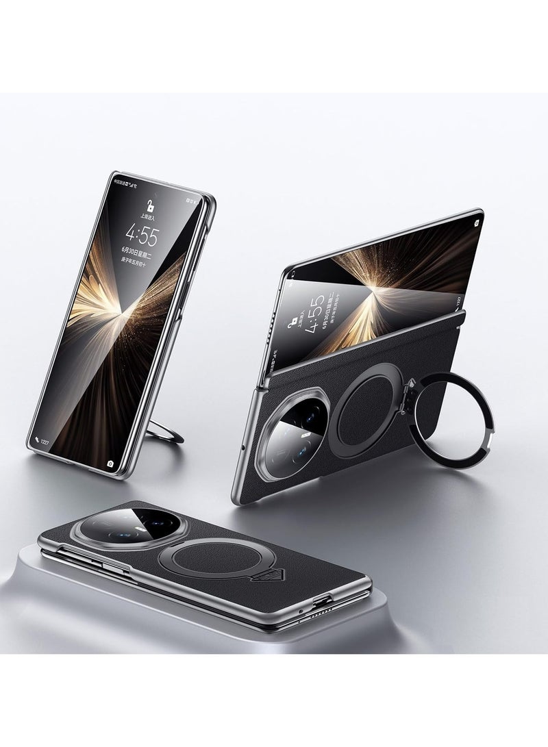 general Magnetic Case for Honor Magic V5 5G Premium Leather Case with Kickstand Comfortable Touch Hinge Protection Shockproof Back Cover Support Wireless Charging - Image 1