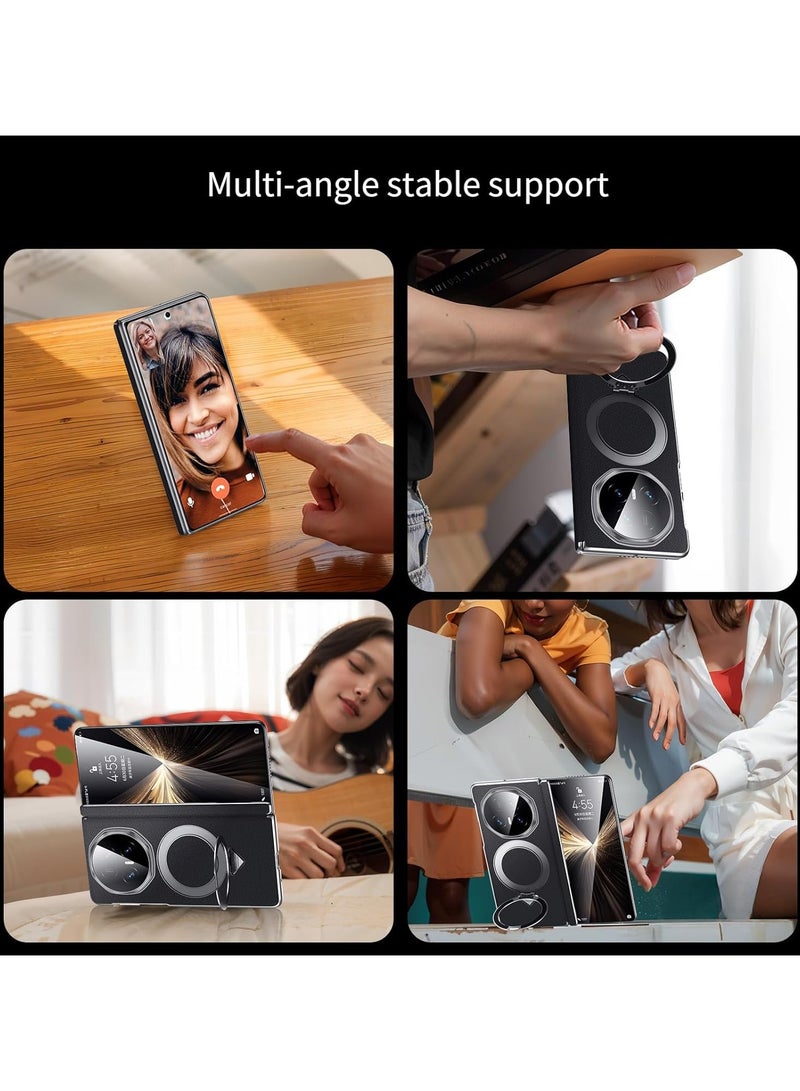 general Magnetic Case for Honor Magic V5 5G Premium Leather Case with Kickstand Comfortable Touch Hinge Protection Shockproof Back Cover Support Wireless Charging - Image 5