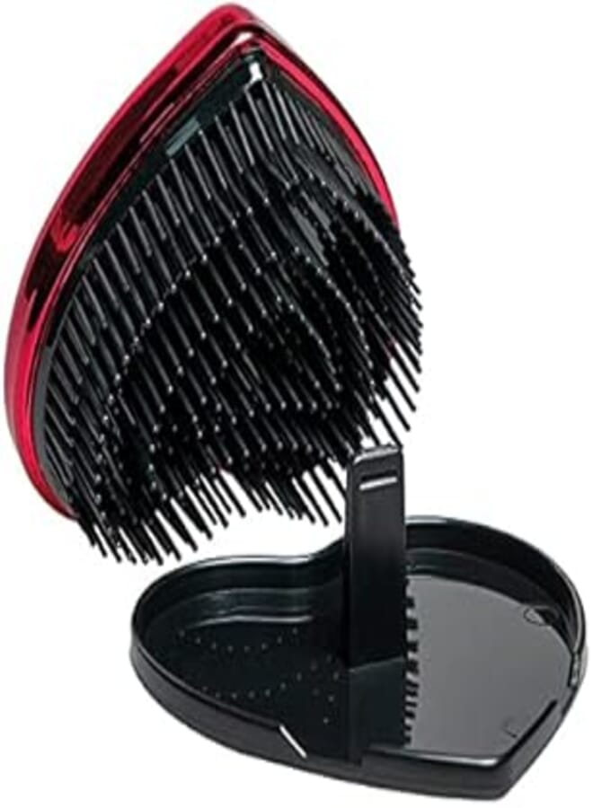 Titania 1779BOX Heart Shaped Detangling Hair Brush, Red and Black
