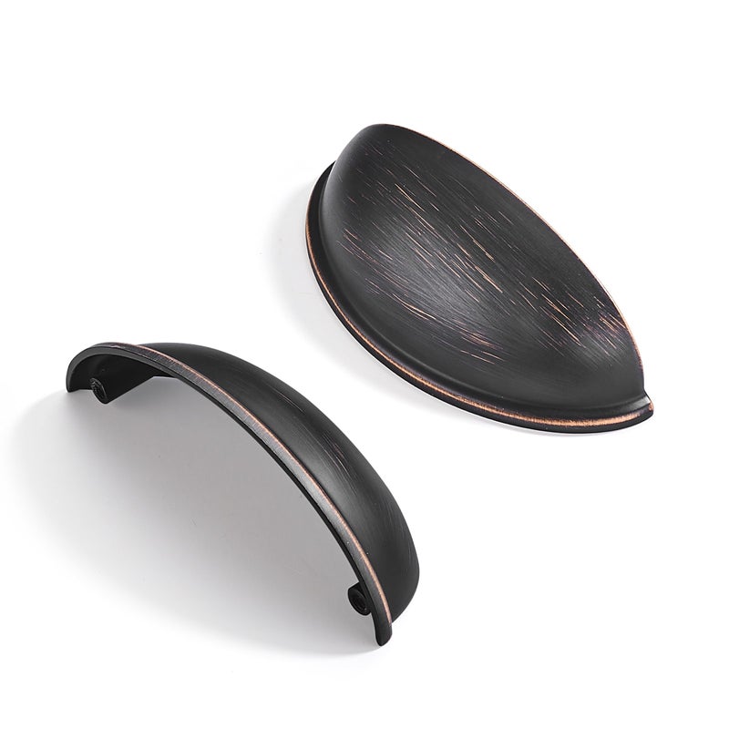CABDM 10 Pack 312 Drawer Pulls Oil Rubbed Bronze Cabinet Cup Pulls Kitchen Hardware Cabinet Handles Drawer Handles Knobs 312 inch 89mm Center to Center - Image 2