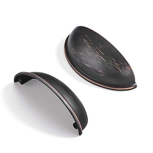 CABDM 10 Pack 312 Drawer Pulls Oil Rubbed Bronze Cabinet Cup Pulls Kitchen Hardware Cabinet Handles Drawer Handles Knobs 312 inch 89mm Center to Center - Image 1