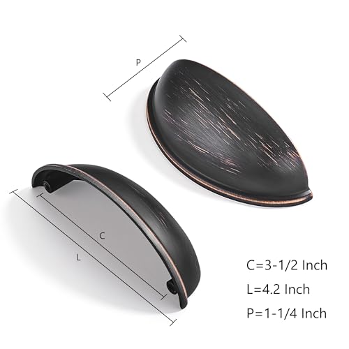 CABDM 10 Pack 312 Drawer Pulls Oil Rubbed Bronze Cabinet Cup Pulls Kitchen Hardware Cabinet Handles Drawer Handles Knobs 312 inch 89mm Center to Center - Image 3