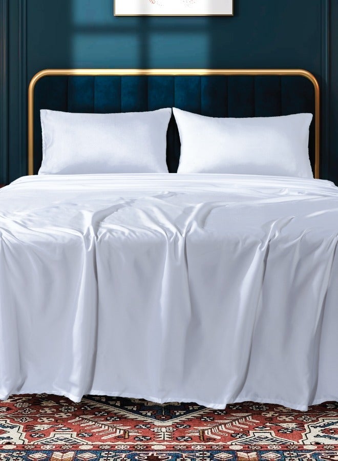 Siesta Zen Queen Size Bedding Set – 1 Fitted Sheet, 1 Flat Sheet, 1 Duvet Cover & Pillowcases | Ultra Soft, Durable & Comfortable | Classic White Color | Hotel Quality Bed Linen - Image 4
