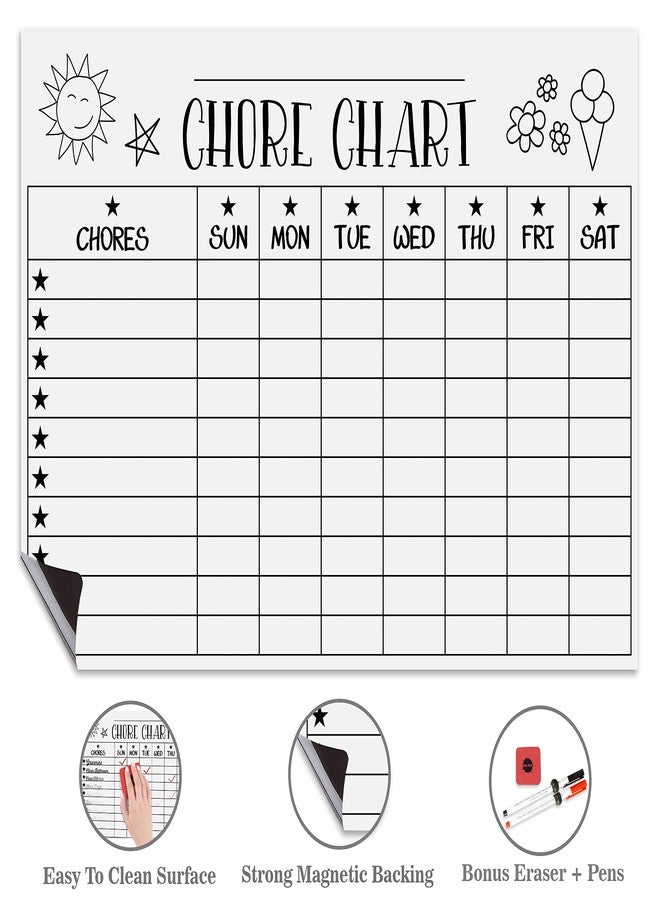 Inkdotpot Magnetic Whiteboard Chore Chart Chore Chart for Refrigerator - Dry Erase Behavior Chart for Kids Responsibility Chart with 2 Fine Tip Marker & Eraser-HC - Image 3