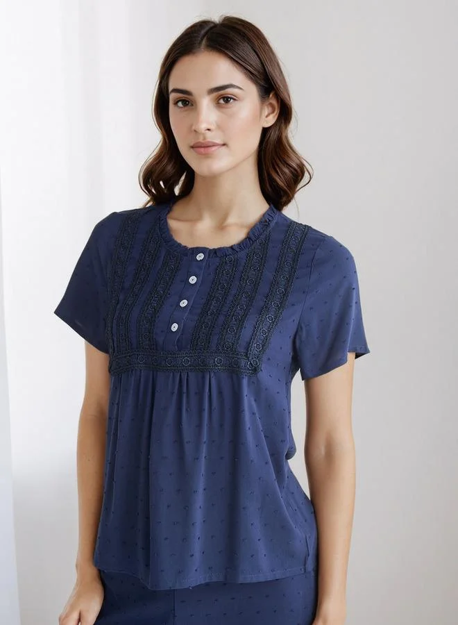 سبلاش فيڤ طقم بيجامة بلوزة بأزرار وبنطلون من الرايون