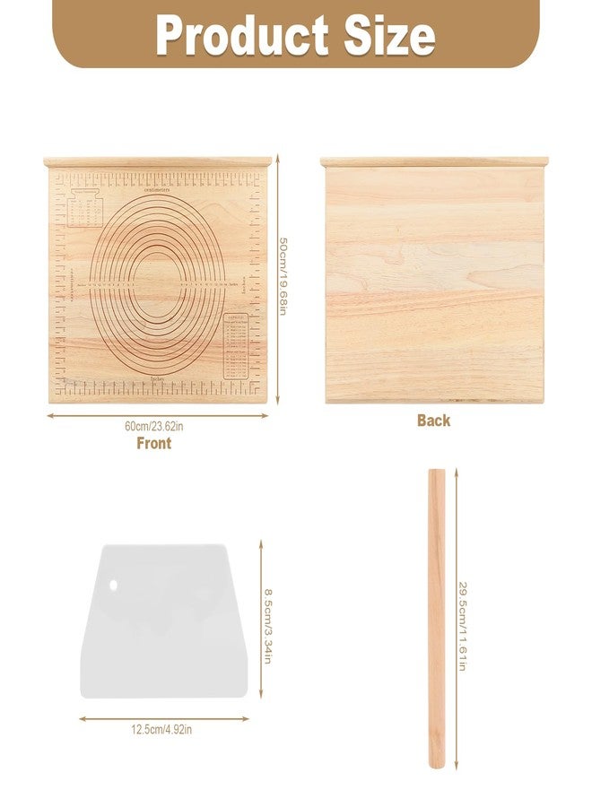 Zebrabox 24"x20"Extra Large Wood Pastry Board with Measurements,Non-Slip Kneading Counter Mat,Pastry Baking Mat for Rolling Dough,Include Kneading Board,Rolling Pin&Dough Cutter,Perfect for Table&Countertop - Image 2