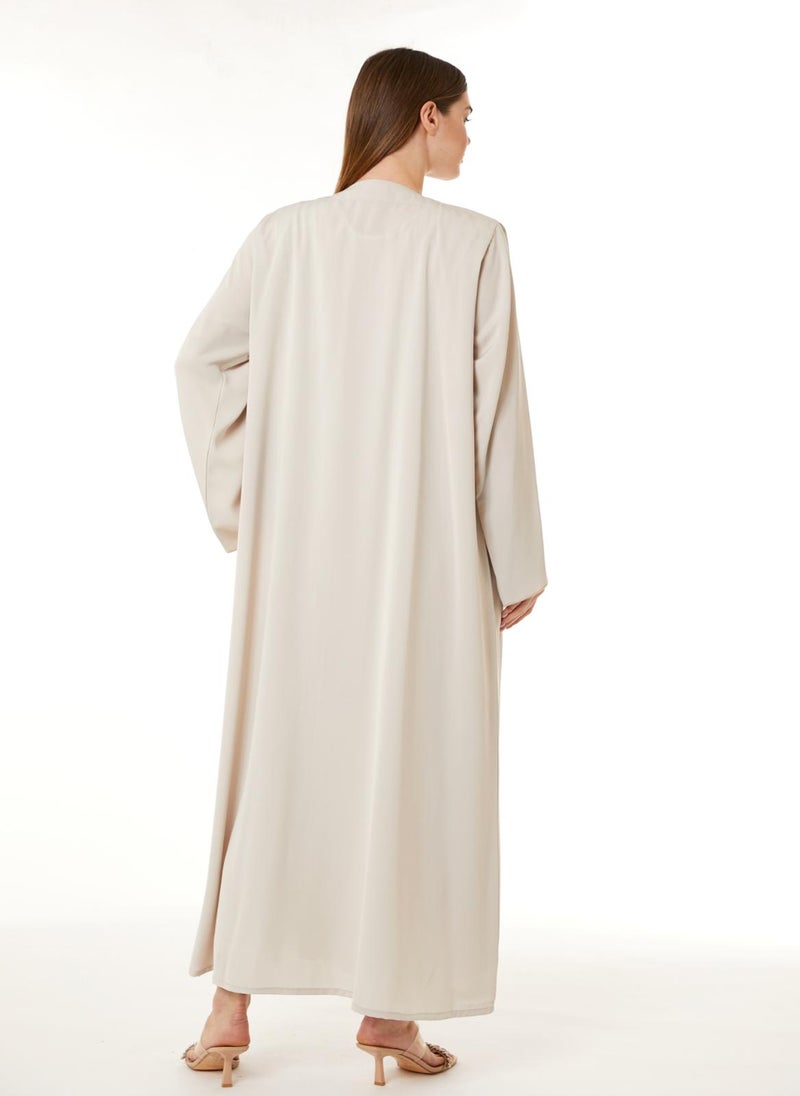 Moistreet Peach Korean Nida Hand Embellished Abaya - Image 5