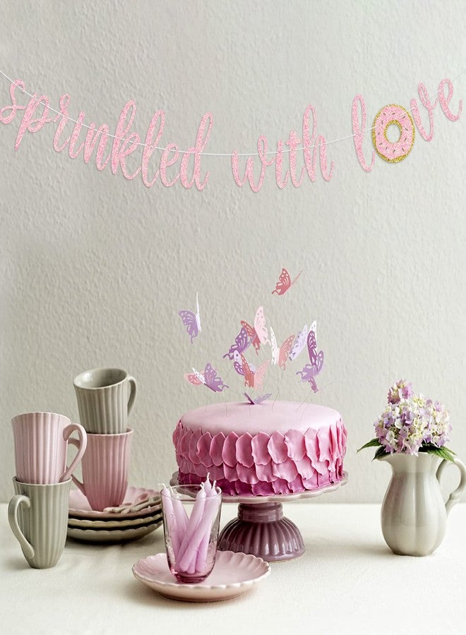 FOZEE Sprinkled with Love Glitter Banner Baby Shower Sprinkle Party Decoration for Girl Pre-Strung Sign Gold (Pink) - Image 5