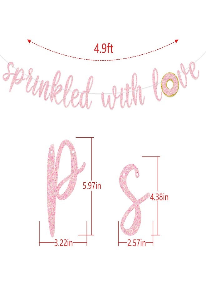 FOZEE Sprinkled with Love Glitter Banner Baby Shower Sprinkle Party Decoration for Girl Pre-Strung Sign Gold (Pink) - Image 2