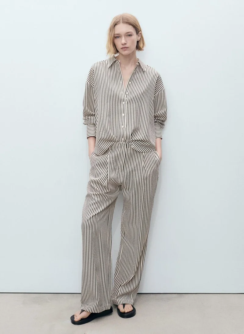 MANGO Texture Striped Trousers