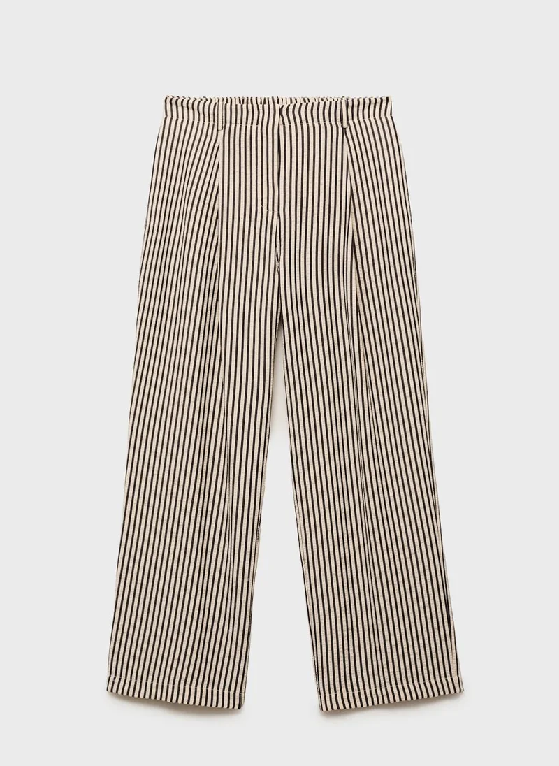 MANGO Texture Striped Trousers