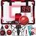 maysida Remote Control Mini Basketball Hoop Indoor for Kids Over Door Hoop Basketball with Electronic Scoreboard Indoor Basketball Hoop with 4 BallsStorage ClipBag7 LED Light Toy Gift for Boy Girl 3Red - Image 2